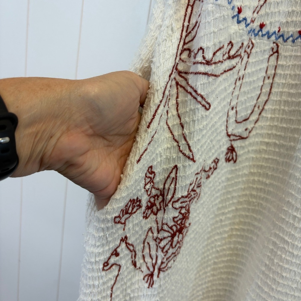 Kimchi Blue Cream Midi Dress with Brown Floral Embroidery - Picture 9 of 13